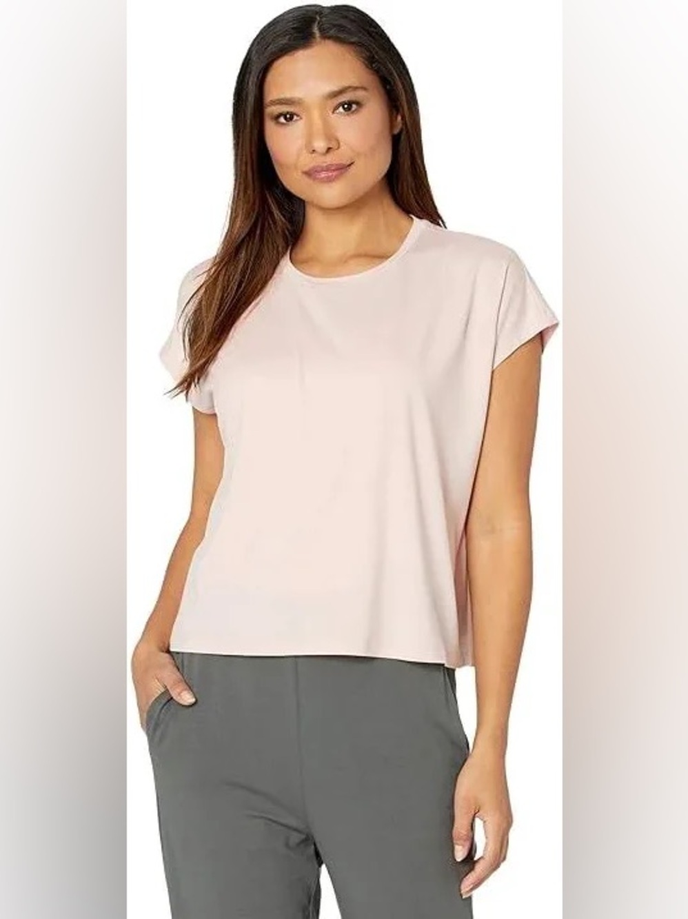 Eileen Fisher cotton crew neck top light pastel purple size XL